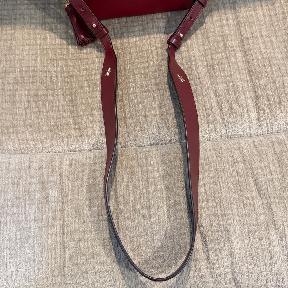 Michael Kors Wine studded camera Crossbody Bag with Gold Accents 4 x 7 - Picture 10 of 12